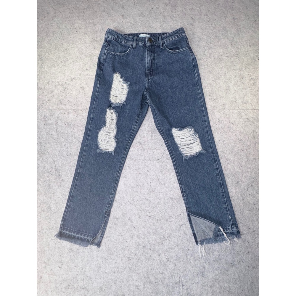 Show Me Your Mumu Brooklyn High Waist Jeans 28 Sapphire Wash Distressed Straight